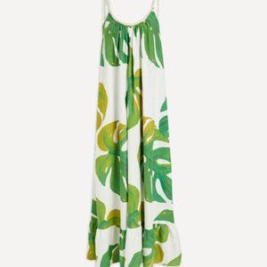 FARM RIO  White (+ green leaf) Monstera Maxi-Dress
